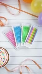 6'lı Simli ve Pullu Doğum Günü Mum Seti