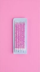 6'lı Simli ve Pullu Doğum Günü Mum Seti