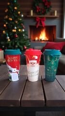 Yılbaşı Temalı Kapaklı Plastik  Bardak 520 ml