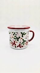 Yeni Yıl Desenli Porselen Kırmızı  Kupa